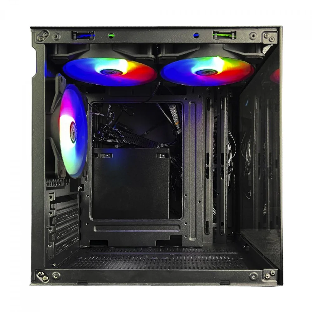 Imagem 4 de 5 do produto Gabinete Gamer Hayom Gb1787, Mini Tower, Vidro Temperado, M-atx, Com 3 Fans, Sem Fonte, Preto