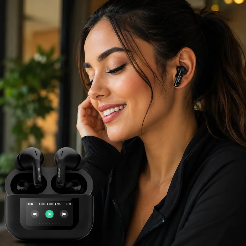 Imagem 2 de 5 do produto Fone De Ouvido Sem Fio Aiwa Awtwsgprob Com Anc Cancelamento De Ruído Ativo - Preto