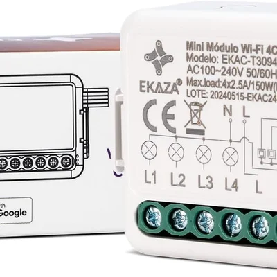 Interruptor Relé Inteligente Wifi Ekaza 4 Canais Mini Smart Tuya Smart Life Alexa - Ekac-t3094wb