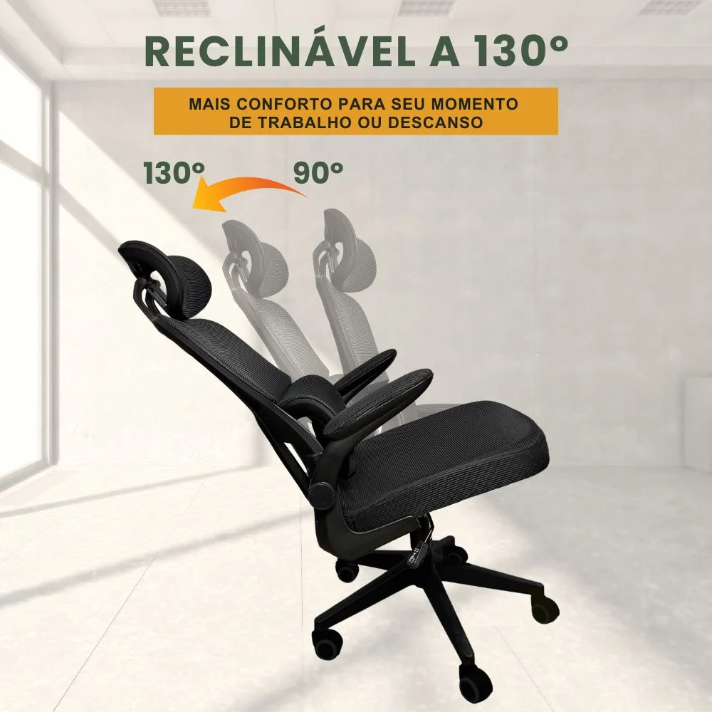 Cadeira Escritório Ergonômica Genebra B500 Luvinco Cor Preto Com Suporte Lombar Ajustável Cadeira Escritório Ergonômica Genebra B500 Luvinco Cor Preto Com Suporte Lombar Ajustável