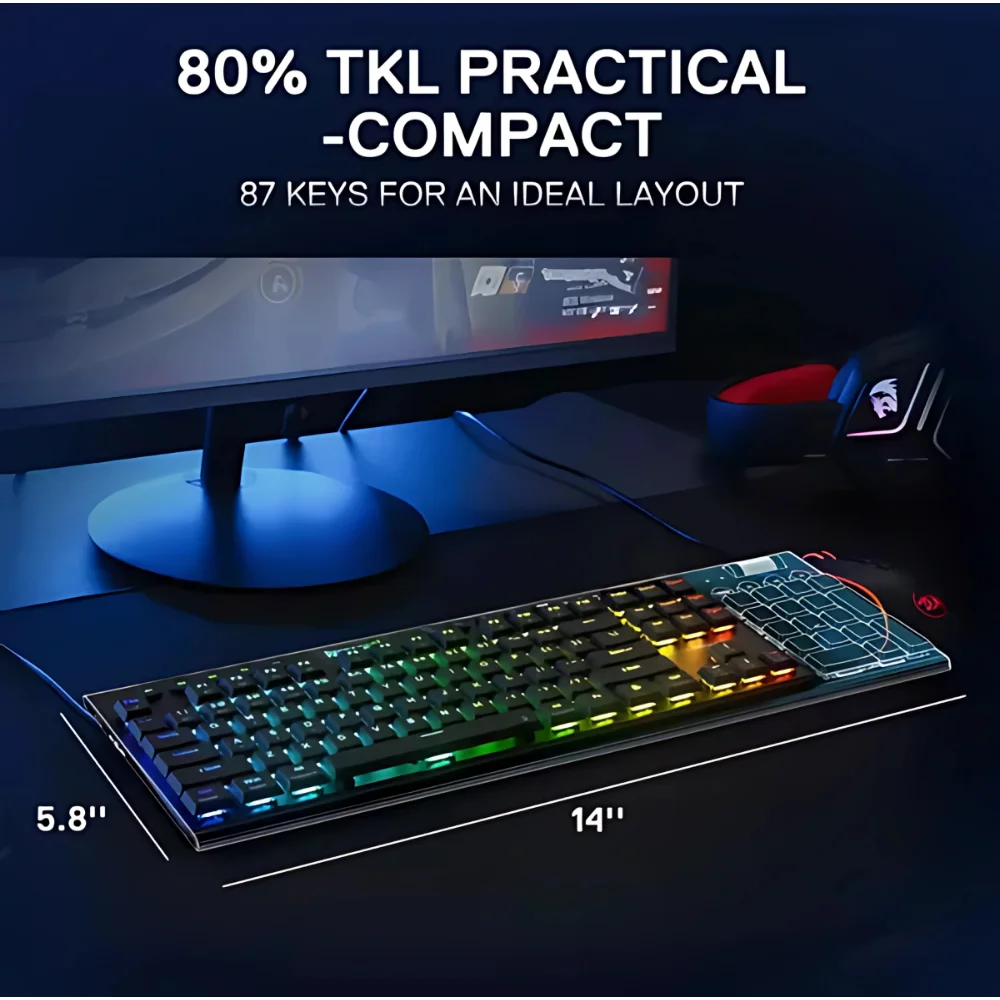 Teclado Gamer Horus Pro Tkl RGB Sem Fio Preto Layout Usa Teclado Gamer Horus Pro Tkl RGB Sem Fio Preto Layout Usa