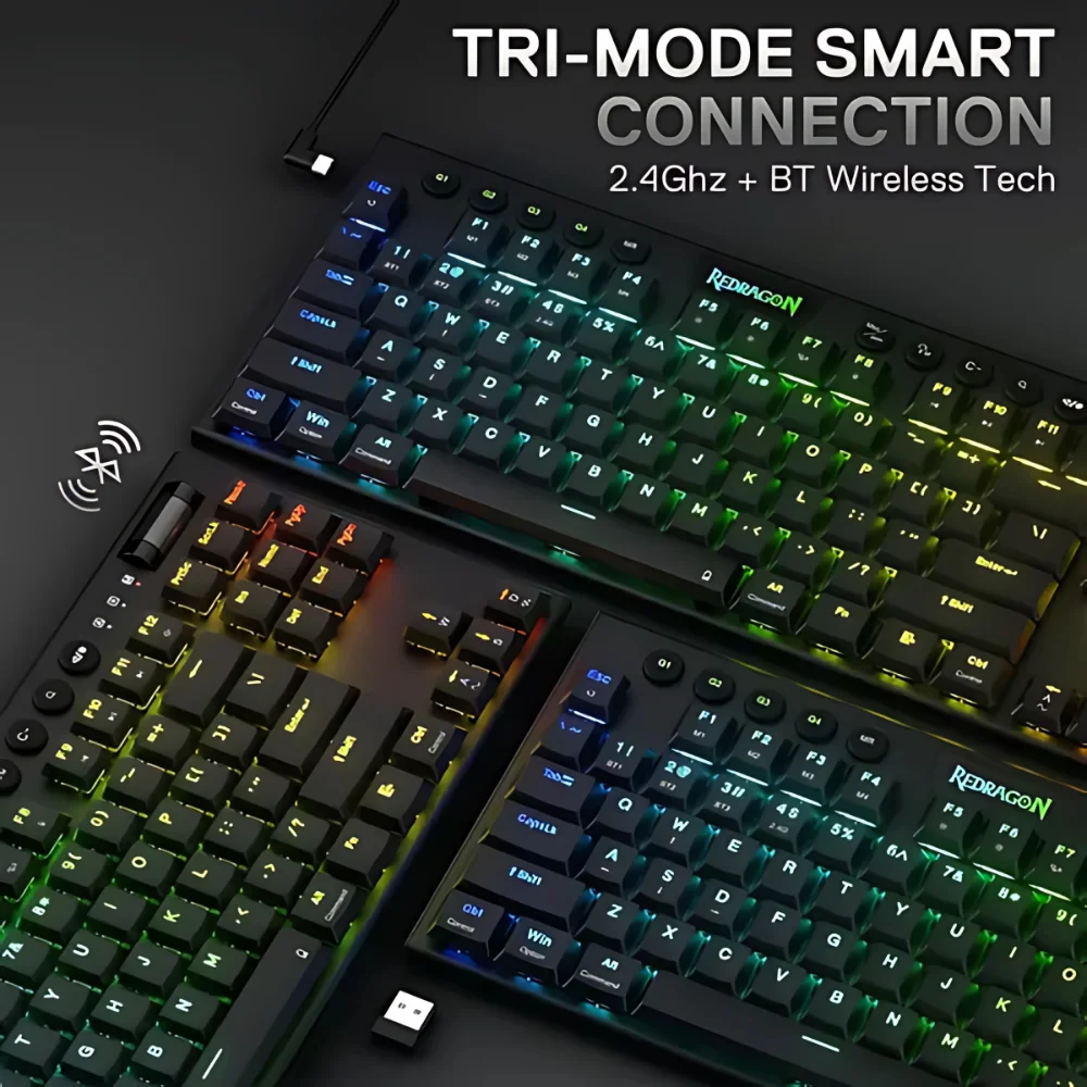 Teclado Gamer Horus Pro Tkl RGB Sem Fio Preto Layout Usa Teclado Gamer Horus Pro Tkl RGB Sem Fio Preto Layout Usa