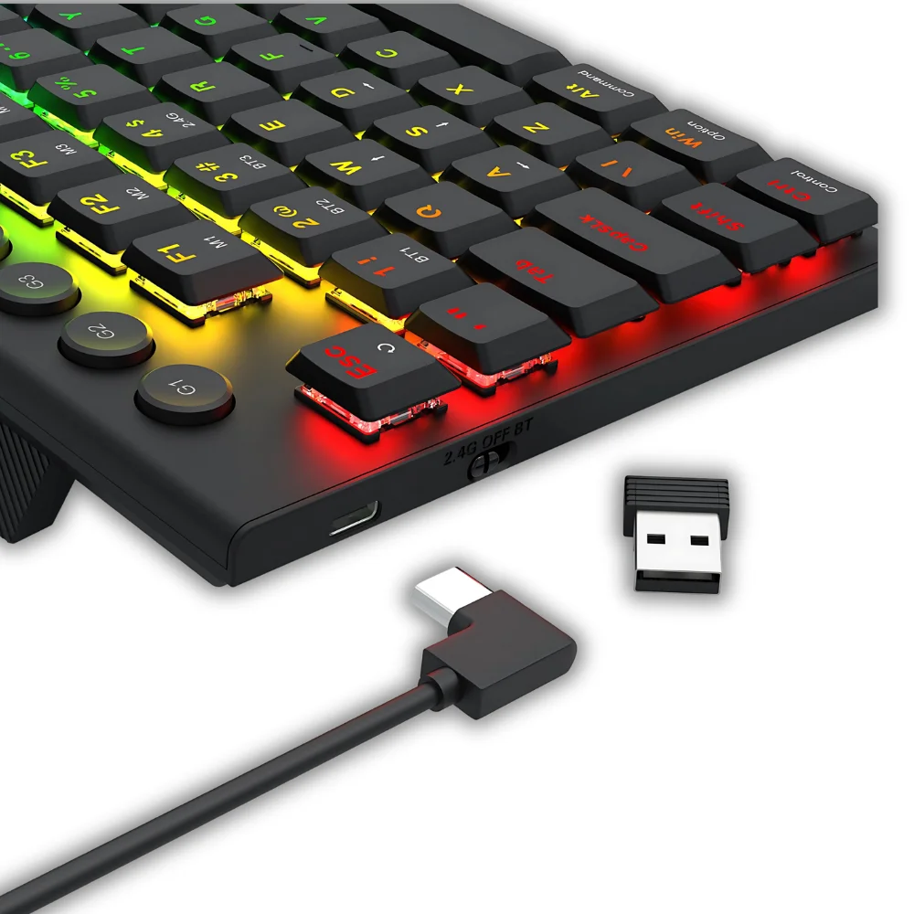 Teclado Gamer Horus Pro Tkl RGB Sem Fio Preto Layout Usa Teclado Gamer Horus Pro Tkl RGB Sem Fio Preto Layout Usa
