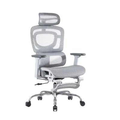 Cadeira De Escritório Ergonômica Mônaco Wt07 Luvinco Malha Respirável Com Suporte Lombar Adaptável Apoio Para Pés Retrátil Encosto Ajustável Seis Posições Cor Preta Suporta 200kg