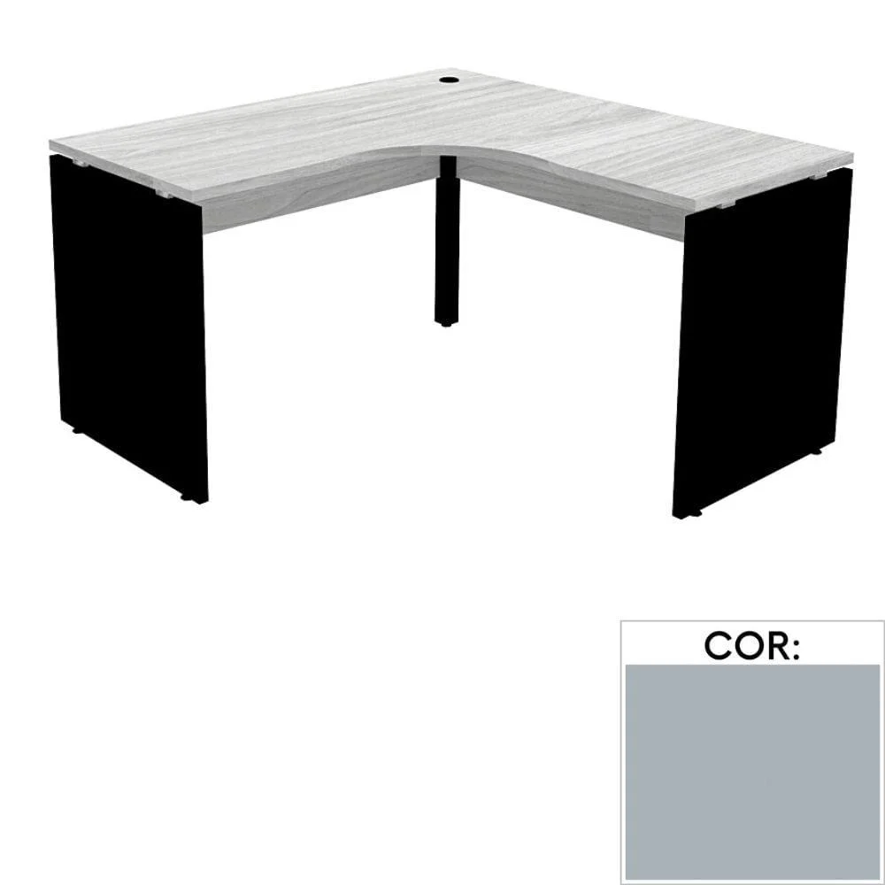 Imagem 4 de 5 do produto Mesa L Escritório Pe25 Cinza Com Base Cinza