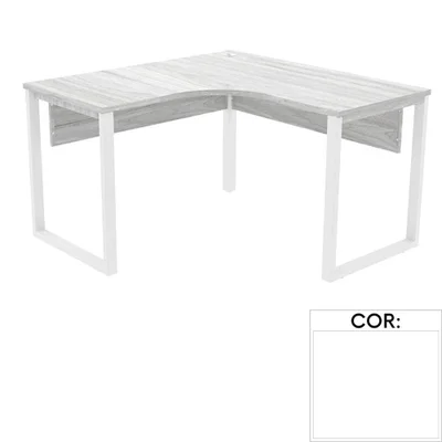 Mesa L Escritório Pe25 Nogueira Casablanca Base Branca