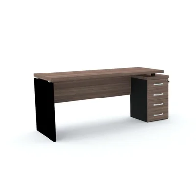 Mesa C/ Gaveteiro Pe40 Walnut Base Preta