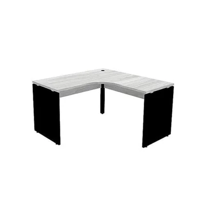 Mesa L Escritório Pe25 Nogueira Casablanca Base Branca