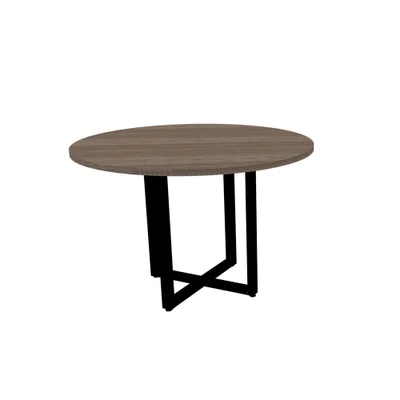 Mesa Reunião Redonda Pe25 Walnut Base Preta