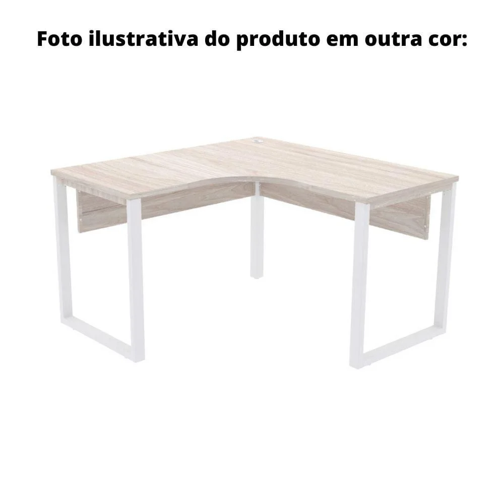 Imagem 2 de 4 do produto Mesa L Escritório Pe25 Branca Com Base Branca