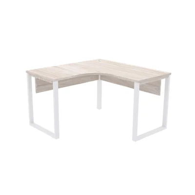 Mesa L Escritório Pe25 Nogueira Casablanca Base Branca