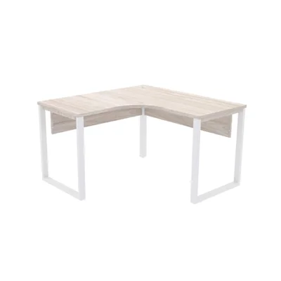 Mesa L Escritório Pe25 Nogueira Casablanca Base Branca