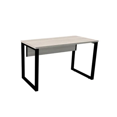Mesa Escritório Pe25 Nogueira Casablanca Base Preta