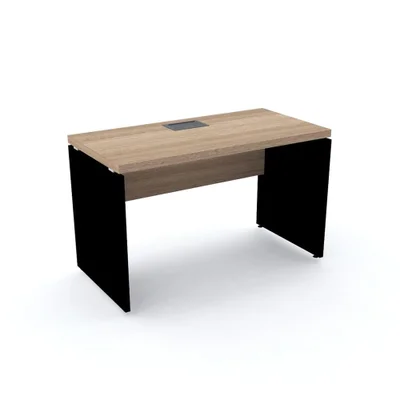 Mesa Escritório C/ Tomada Pe40 Noce Naturalle Base Preta
