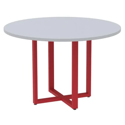 Mesa De Reunião P25 Pandin Cinza C/ Pé Vermelho