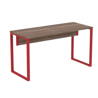 Mesa Escritório P25 Walnut C/ Pé Vermelho