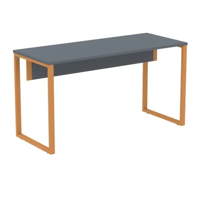 Mesa Escritório 120cm Grafito Pé Laranja
