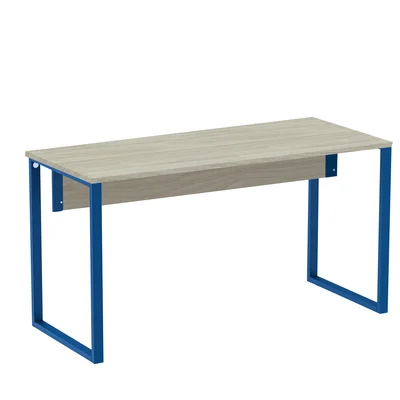 Mesa Escritório P25 Casablanca C/ Pé Azul
