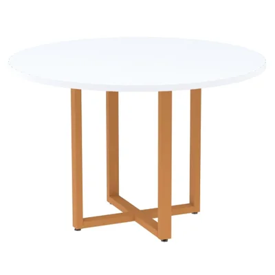 Mesa De Reunião P25 Pandin Branco C/ Pé Laranja