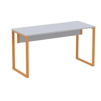Mesa Escritório 120cm Cinza Pé Laranja