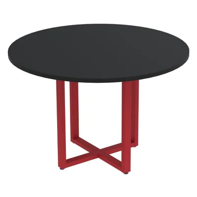 Mesa De Reunião P25 Pandin Preto C/ Pé Vermelho