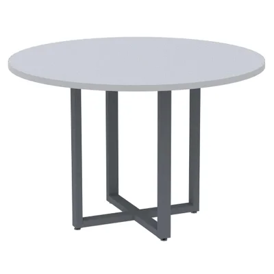 Mesa De Reunião P25 Pandin Cinza C/ Pé Grafito