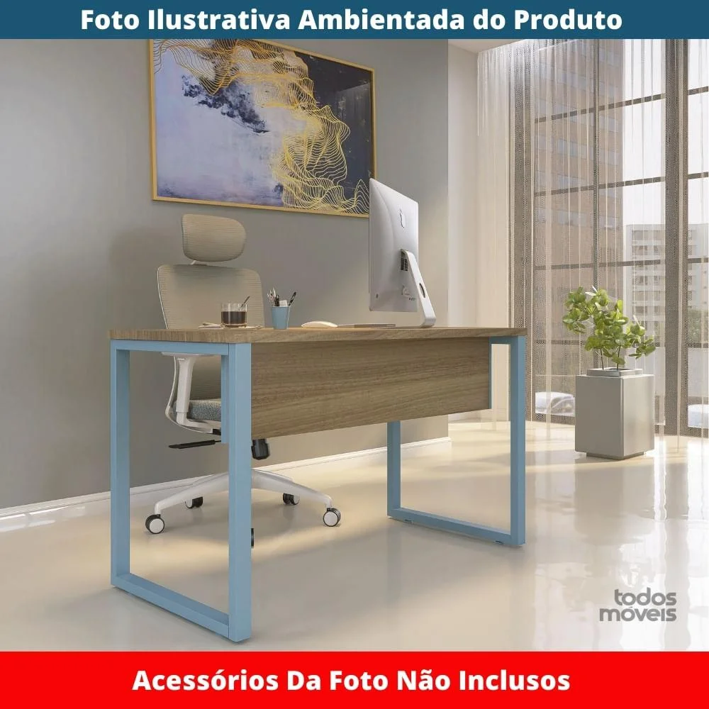 Imagem 3 de 5 do produto Mesa Escritório P25 Noce Naturalle C/ Pé Preto