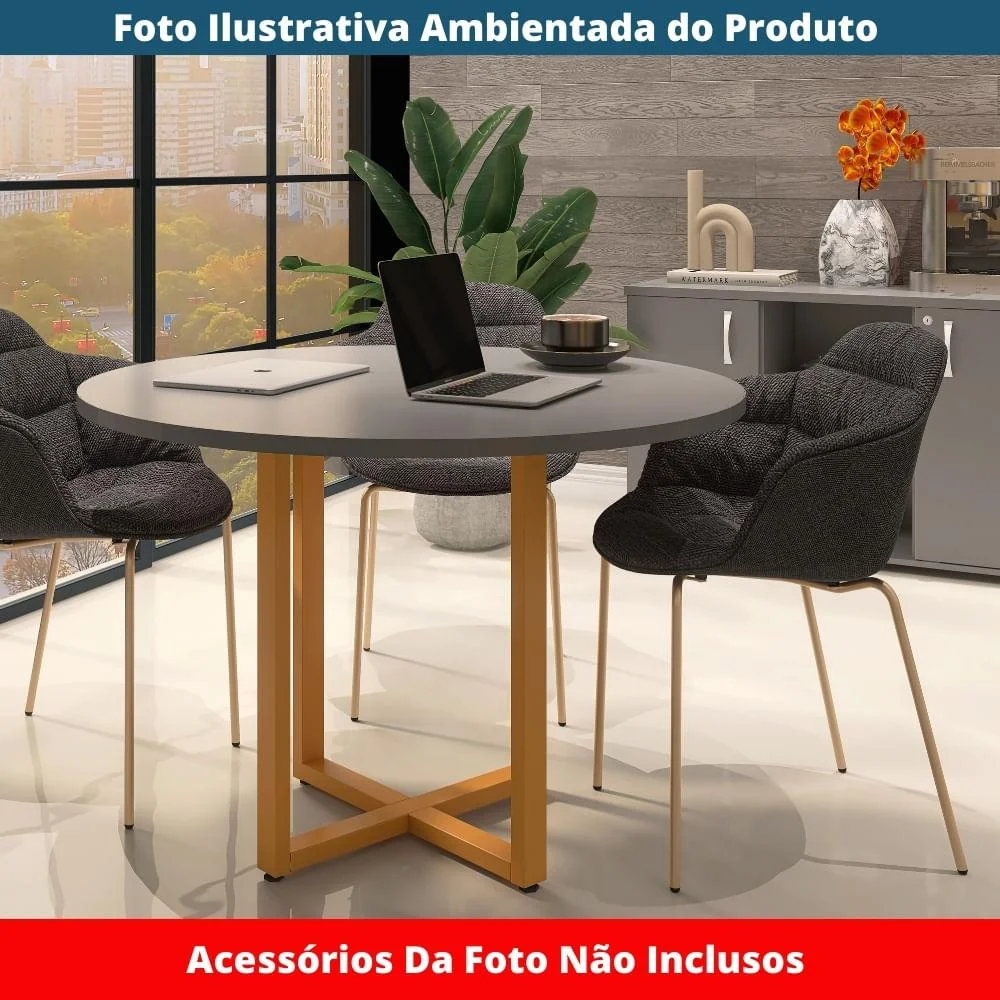 Imagem 3 de 5 do produto Mesa De Reunião P25 Pandin Grafito C/ Pé Laranja