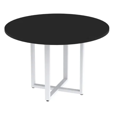 Mesa De Reunião P25 Pandin Preto C/ Pé Branco