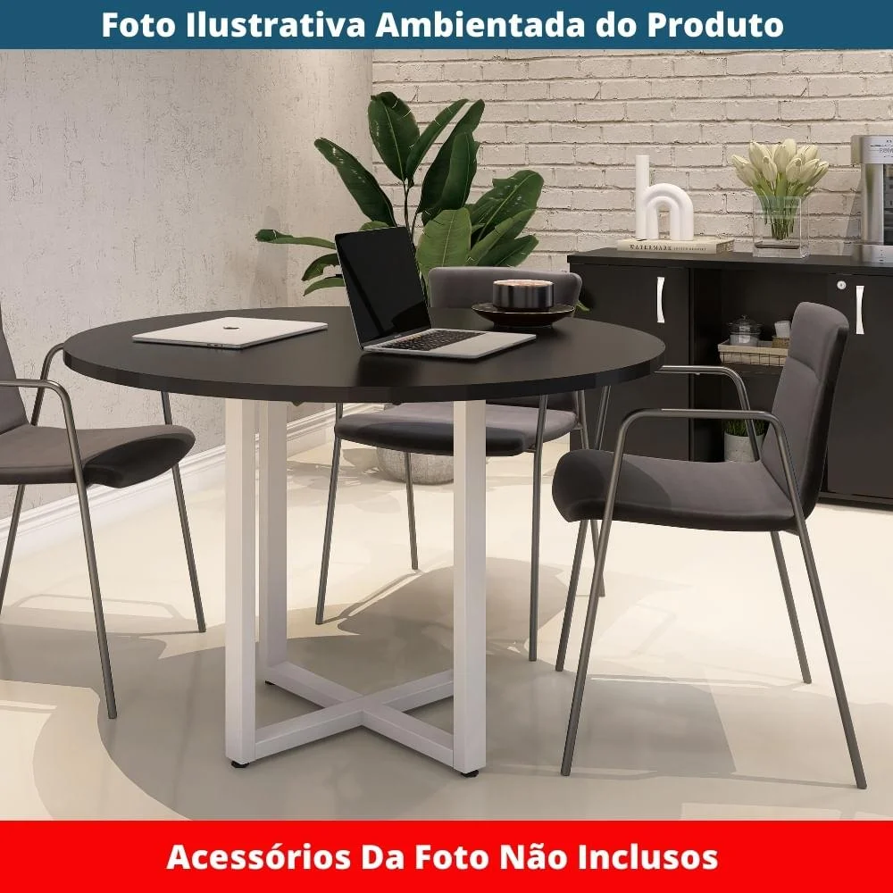 Imagem 3 de 5 do produto Mesa De Reunião P25 Pandin Preto C/ Pé Branco