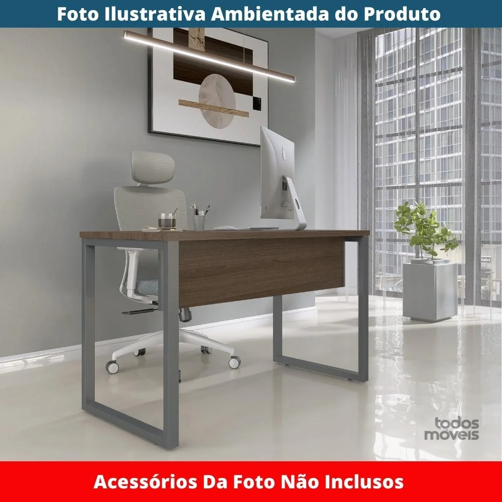 Imagem 3 de 5 do produto Mesa Escritório P25 Walnut C/ Pé Grafito