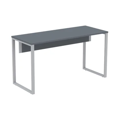 Mesa Escritório 120cm Grafito Pé Cinza