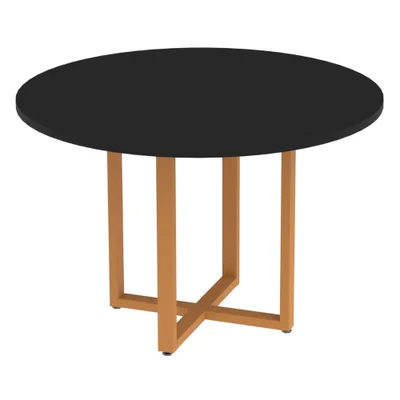 Mesa De Reunião P25 Pandin Preto C/ Pé Laranja