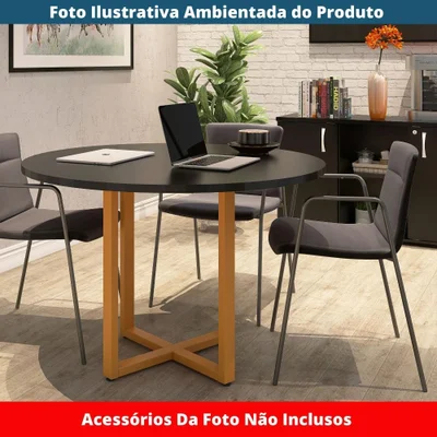 Mesa De Reunião P25 Pandin Preto C/ Pé Laranja — foto 3