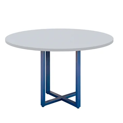 Mesa De Reunião P25 Pandin Cinza C/ Pé Azul Del Rey
