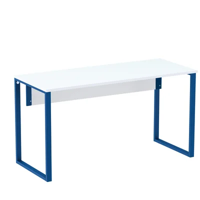 Mesa Escritório P25 Branco C/ Pé Azul Del Rey