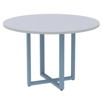 Mesa De Reunião P25 Pandin Cinza C/ Pé Azul Dali