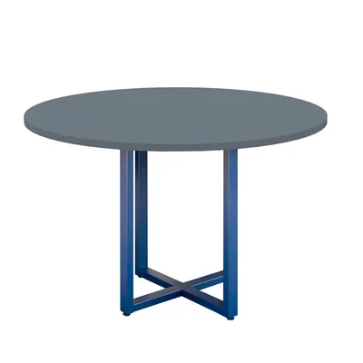 Mesa De Reunião P25 Pandin Grafito C/ Pé Azul Del Rey