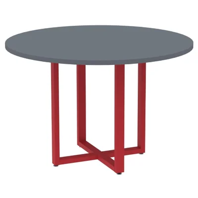 Mesa De Reunião P25 Pandin Grafito C/ Pé Vermelho