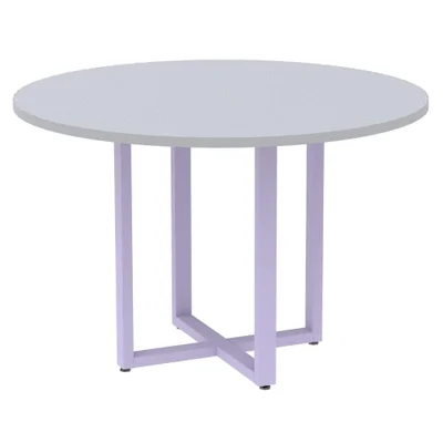 Mesa De Reunião P25 Pandin Cinza C/ Pé Lilás