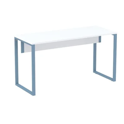 Mesa Escritório 120cm Branco Pé Azul Dali