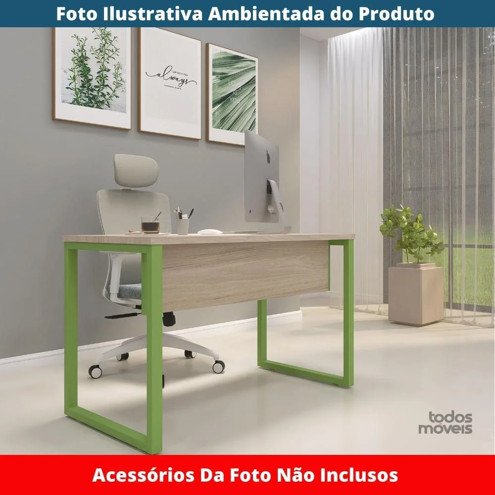 Imagem 2 de 5 do produto Mesa Escritório P25 Casablanca C/ Pé Verde
