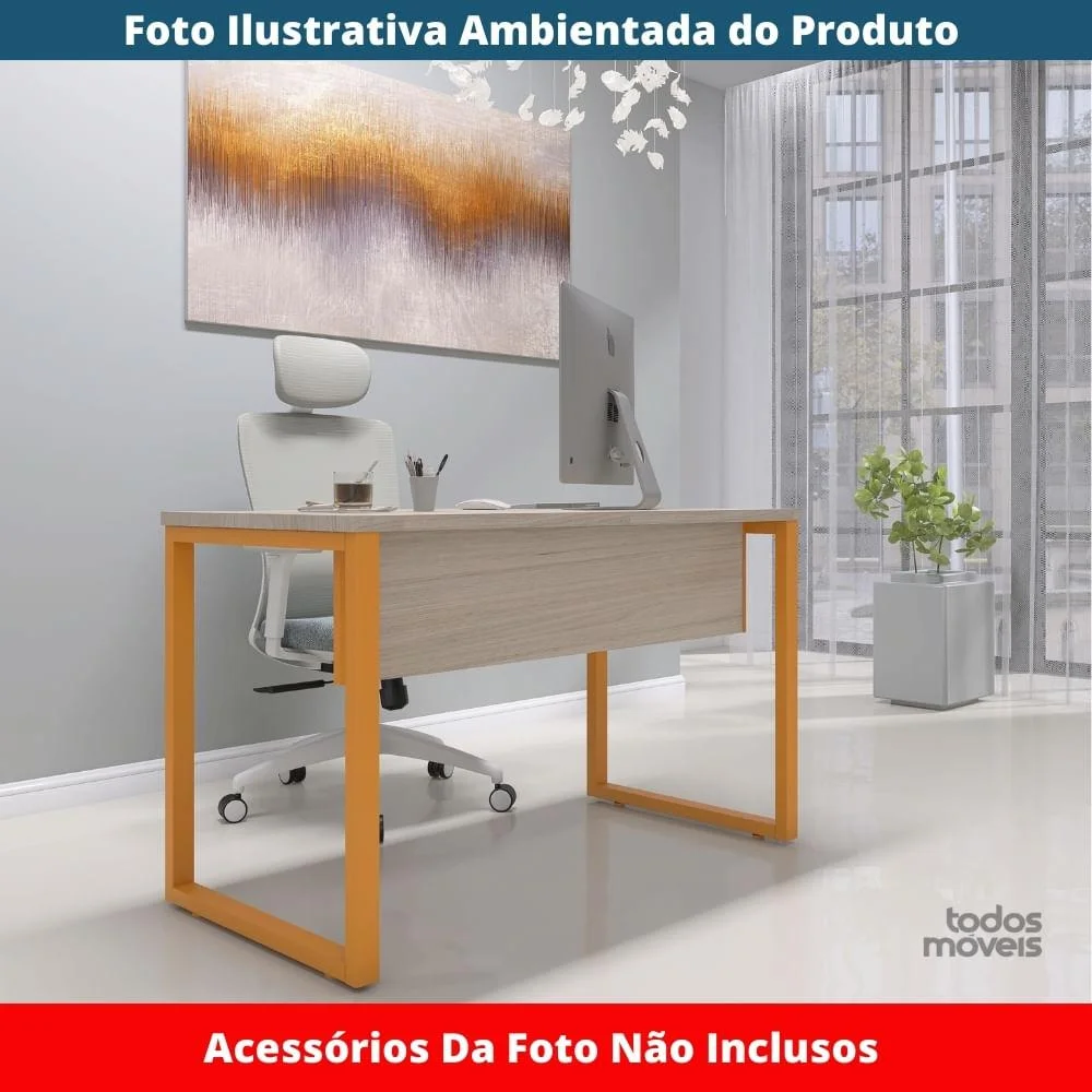 Imagem 3 de 5 do produto Mesa Escritório P25 Casablanca C/ Pé Azul Dali