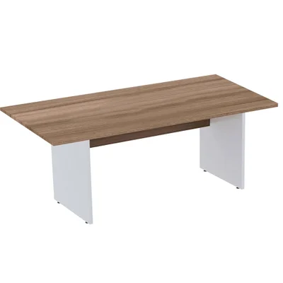 Mesa Reunião 260cm Pe25 Noce Base Branca