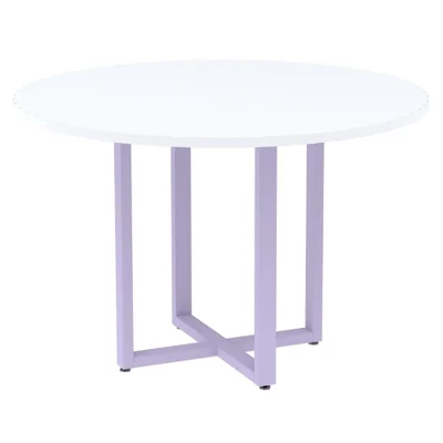 Mesa De Reunião P25 Pandin Branco C/ Pé Lilás