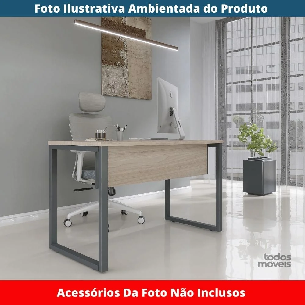 Imagem 3 de 5 do produto Mesa Escritório P25 Casablanca C/ Pé Grafito