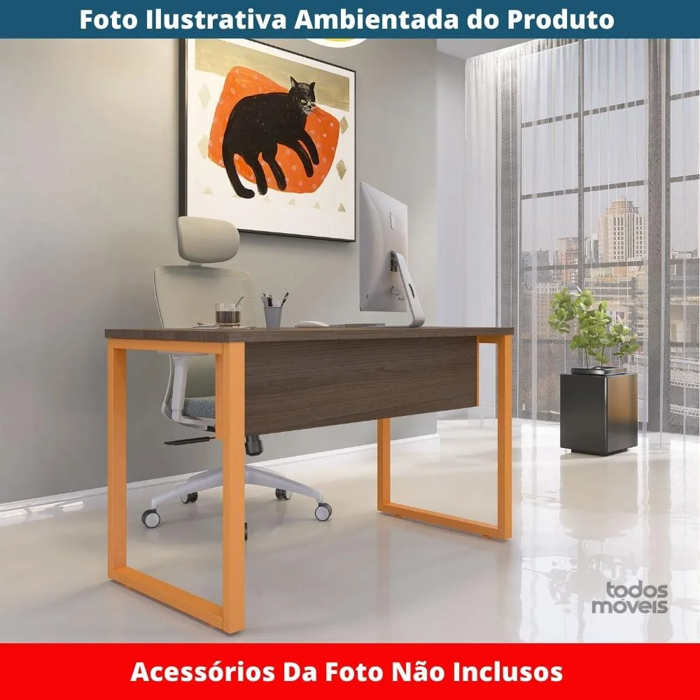 Imagem 3 de 5 do produto Mesa Escritório P25 Walnut C/ Pé Laranja