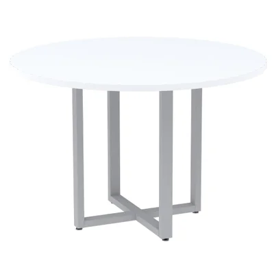 Mesa De Reunião P25 Pandin Branco C/ Pé Cinza