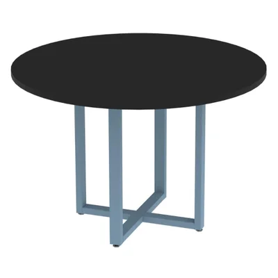 Mesa De Reunião P25 Pandin Preto C/ Pé Azul Dali