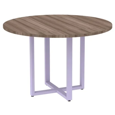 Mesa De Reunião P25 Pandin Walnut C/ Pé Lilás
